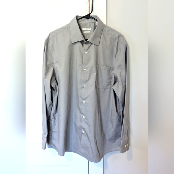 Haggar Other - Haggar men's dress shirt slim fit grey gray wrinkle resistant size 17 - 17.5 EUC